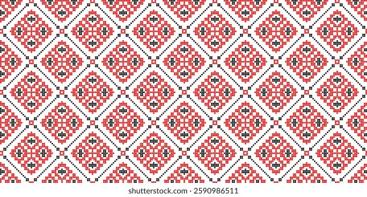 Seamless vector pattern with geometric ornament, Ukrainian ornament in ethnic style, identity, vyshyvanka, embroidery for print clothes, websites, banners