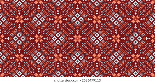 Seamless vector pattern with geometric ornament. symmetrical ethnic print for printing on textiles, fabrics, paper, wrapping and other surfaces.