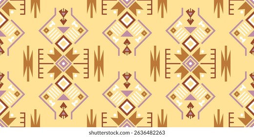 Seamless vector pattern with geometric ornament. Symmetrical ethnic print for printing on textile, fabric, paper, wrapping and other surfaces.