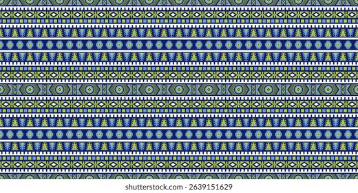 Seamless vector pattern with geometric ornament in bright palette. Ethnic style design with Peruvian, Mexican, Aztec motifs. Decorative print for textiles, fabrics, wallpapers, paper and other surface
