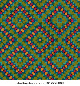 Patrón vectorial sin foco en estilo ornamental geométrico.