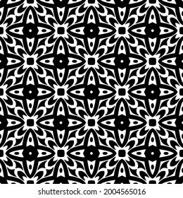 Seamless vector pattern in geometric ornamental style. Black and white 

pattern.
