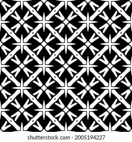 Seamless vector pattern in geometric ornamental style. Black and white pattern.