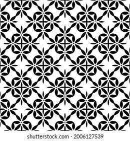 Seamless vector pattern in geometric ornamental style. Black and white pattern.