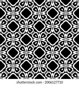 Seamless vector pattern in geometric ornamental style. Black and white pattern.