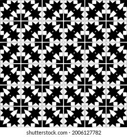 Seamless vector pattern in geometric ornamental style. Black and white pattern.