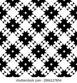 Seamless vector pattern in geometric ornamental style. Black and white pattern.