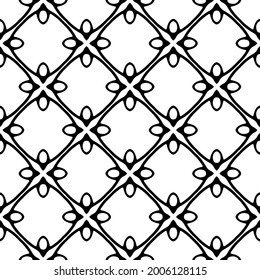 Seamless vector pattern in geometric ornamental style. Black and white pattern.