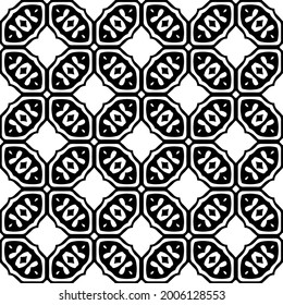 Seamless vector pattern in geometric ornamental style. Black and white pattern.