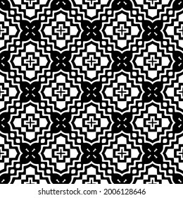 Seamless vector pattern in geometric ornamental style. Black and white pattern.