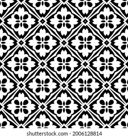 Seamless vector pattern in geometric ornamental style. Black and white pattern.