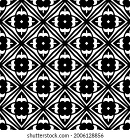 Seamless vector pattern in geometric ornamental style. Black and white pattern.
