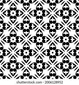 Seamless vector pattern in geometric ornamental style. Black and white pattern.