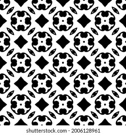Seamless vector pattern in geometric ornamental style. Black and white pattern.