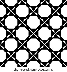 Seamless vector pattern in geometric ornamental style. Black and white pattern.
