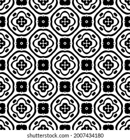 Seamless vector pattern in geometric ornamental style. Black and white pattern.