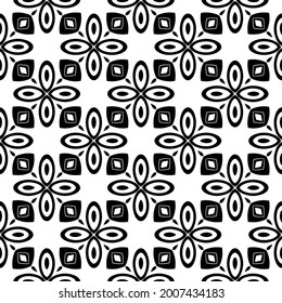 Seamless vector pattern in geometric ornamental style. Black and white pattern.