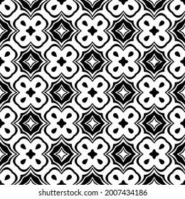 Seamless vector pattern in geometric ornamental style. Black and white pattern.
