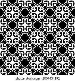 Seamless vector pattern in geometric ornamental style. Black and white pattern.