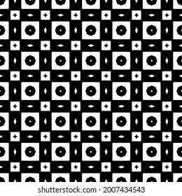 Seamless vector pattern in geometric ornamental style. Black and white pattern.