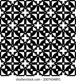 Seamless vector pattern in geometric ornamental style. Black and white pattern.