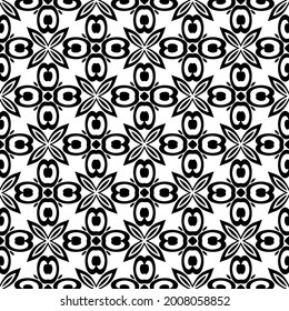 Seamless vector pattern in geometric ornamental style. Black and white pattern.