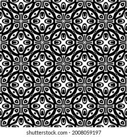Seamless vector pattern in geometric ornamental style. Black and white pattern.