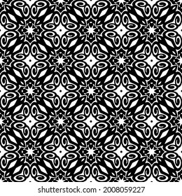 Seamless vector pattern in geometric ornamental style. Black and white pattern.