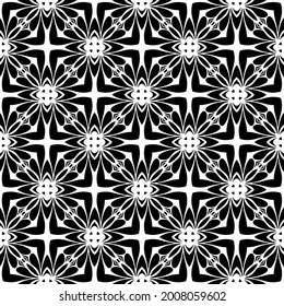 Seamless vector pattern in geometric ornamental style. Black and white pattern.