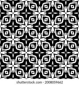 Seamless vector pattern in geometric ornamental style. Black and white pattern.