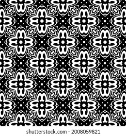 Nahtlose Vektormuster im geometrischen Zierstil. Schwarz-Weiß-Muster.