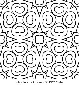 Seamless vector pattern in geometric ornamental style. Black and white pattern.