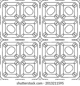 Seamless vector pattern in geometric ornamental style. Black and white pattern.