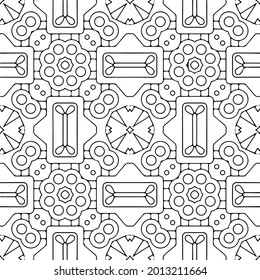 Seamless vector pattern in geometric ornamental style. Black and white pattern.