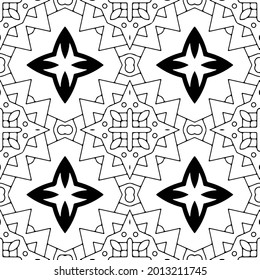 Seamless vector pattern in geometric ornamental style. Black and white pattern.
