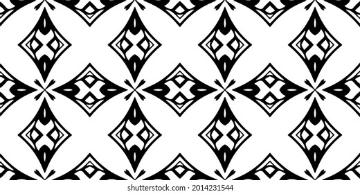 Seamless vector pattern in geometric ornamental style. Black and white pattern.