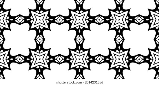 Seamless vector pattern in geometric ornamental style. Black and white pattern.