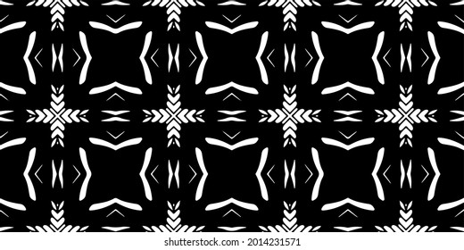 Seamless vector pattern in geometric ornamental style. Black and white pattern.
