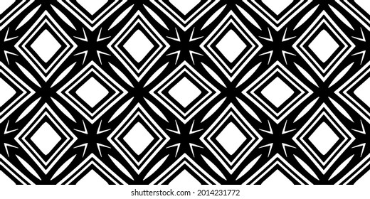 Seamless vector pattern in geometric ornamental style. Black and white pattern.