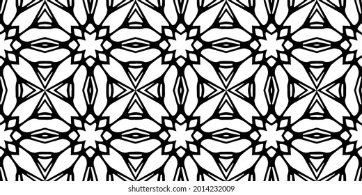 Seamless vector pattern in geometric ornamental style. Black and white pattern.