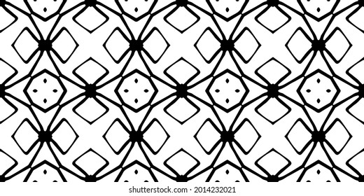 Seamless vector pattern in geometric ornamental style. Black and white pattern.