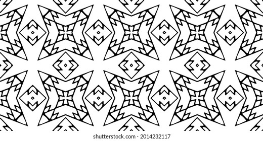 Seamless vector pattern in geometric ornamental style. Black and white pattern.