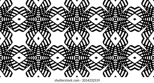 Seamless vector pattern in geometric ornamental style. Black and white pattern.