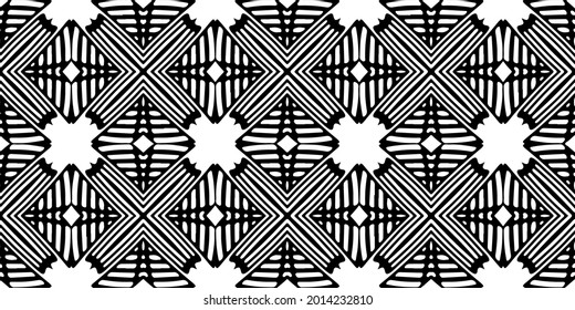 Seamless vector pattern in geometric ornamental style. Black and white pattern.