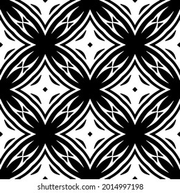 Seamless vector pattern in geometric ornamental style. Black and white pattern.