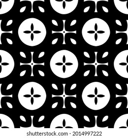 Seamless vector pattern in geometric ornamental style. Black and white pattern.