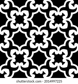 Seamless vector pattern in geometric ornamental style. Black and white pattern.