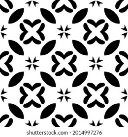 Patrón vectorial sin foco en estilo ornamental geométrico. Patrón blanco y negro.