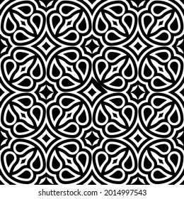 Seamless vector pattern in geometric ornamental style. Black and white pattern.