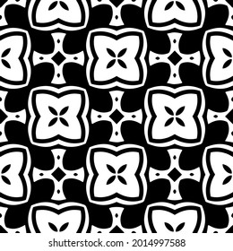 Seamless vector pattern in geometric ornamental style. Black and white pattern.